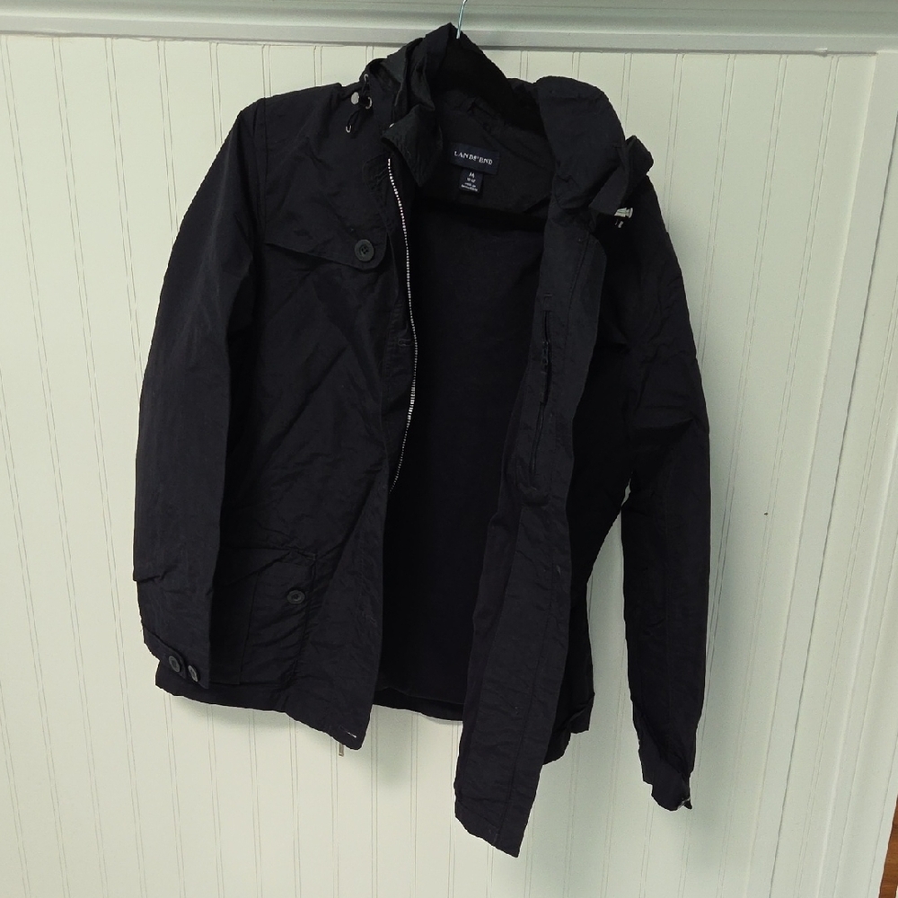 Lands' End Black Jacket Full-Length Zipper